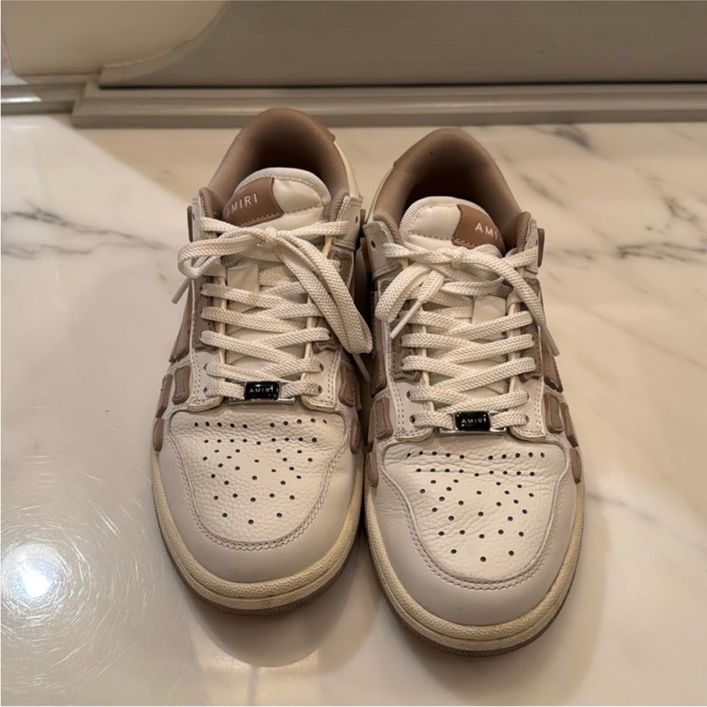 Amiri White and Tan Sneakers